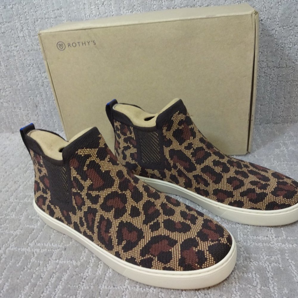 Rothy's Brown and Tan Ankle Booties with Leopard Print - Picture 4 of 10